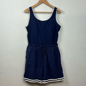 NWOT Swim 365 Navy Modest One Piece Plus Size Swimsuit Romper Sz 18W